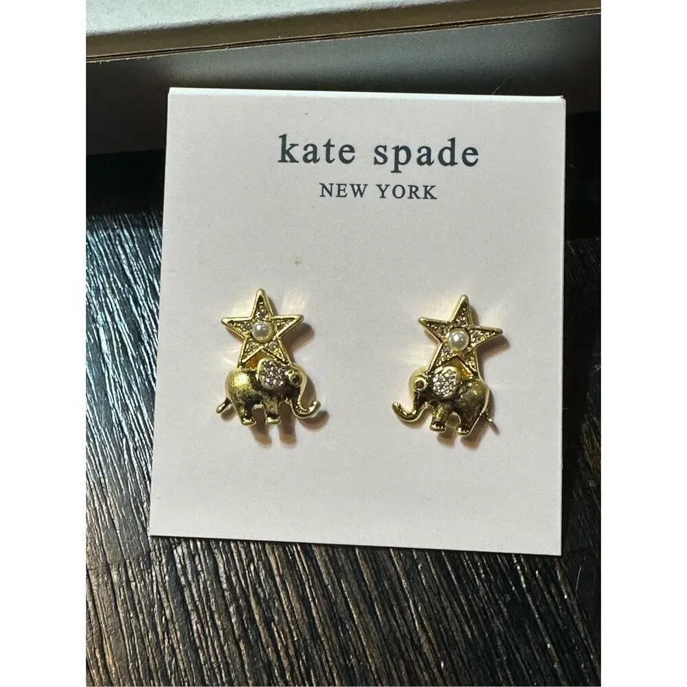 Kate Spade NEW elephant Winter carnival earrings